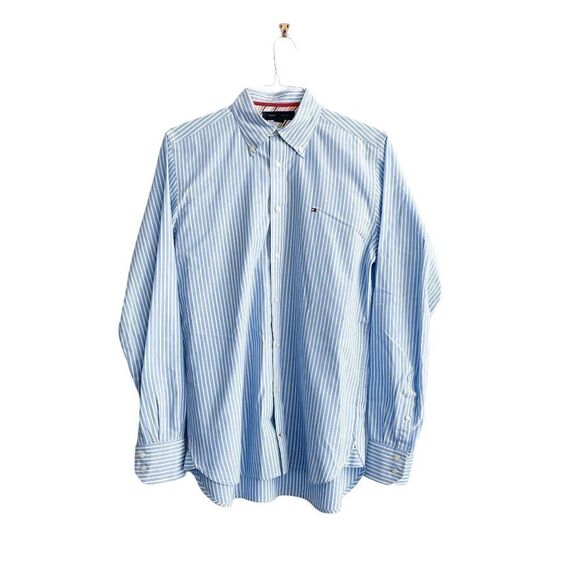 Tommy Hilfiger Mens Oxford Shirt 1985 Stripes Regular Fit Long Sleeve Blue Small - Picture 1 of 8